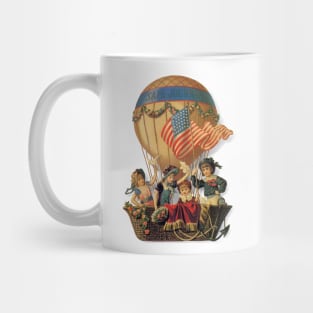 Vintage Hot Air Balloon with Children, Safe Journey Mug